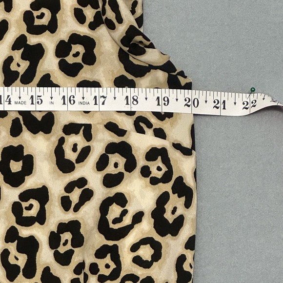 Y2K Animal Print Womens Top M Derona Surplice Beige Leopard Ruffle Classic Mob - Picture 9 of 13